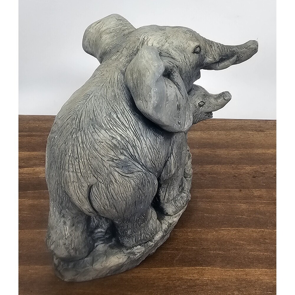 Vintage Mt. St. Helen's Volcanic Ash Elephant & Calf Figurine Sculpture 80s 3x3" - Picture 2 of 6